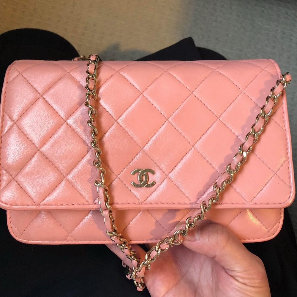 Chanel Wallet on Chain (WOC) Pink Quilted Leather Crossbody